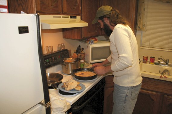 Gary preparing dinner